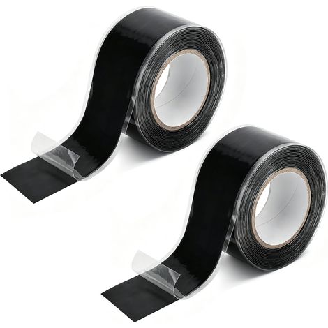2 rouleaux de ruban silicone auto-adhésif, 2,5 cm x 3 m, ruban adhésif auto-adhésif, ruban isolant étanche, ruban de réparation étanche pour la réparation de tuyaux et de câbles (1/5)