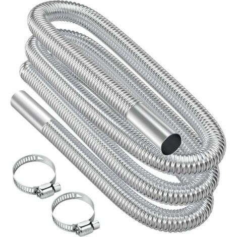 Pair Auspuffrohr, 300 cm langes, tragbares, flexibles Edelstahl-Auspuffrohr mit 2 Edelstahlklemmen, Auto-Auspuffrohr (25 mm) für Dieselheizung