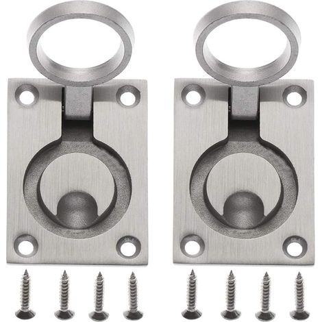 Set of 2 locker handles with trapdoor, concealed stainless steel handles with mounting screws, 62 x 44 mm