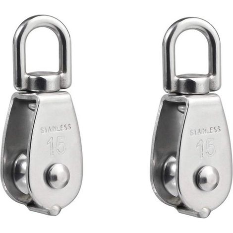 Paranco a rulli singolo M32, 2 pezzi, rulli robusti in acciaio inox 304, per uso interno ed esterno, sollevamento sicuro fino a 250 kg (1/5)