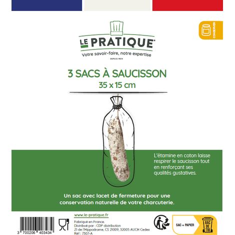 10er Pack 3 Naturfarbene Wurstbeutel 35 x 15 cm - Praktisch
