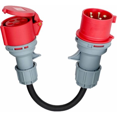 Adaptateur CEE 32 A vers 16 A 5 broches étanche avec câble IP44 5 x 2,5 mm² pour chantier, caravane, camping, jardin, 220-380 V ou 240-415 V (0,5 m) (1/5)