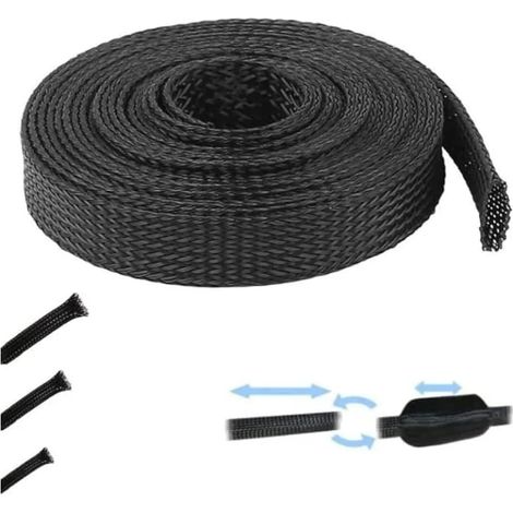 Gaine tressée expansible Extensible Noir Protection câble électrique Faisceau Auto Moto Maison TV Ordinateur (2mm (de 2mm à 7mm)) (1/4)