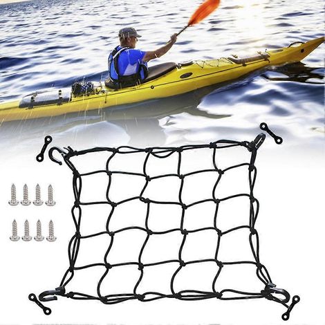 Filet de chargement de pont avec crochets d'arrimage, filet à bagages robuste, adapté au rangement dans les kayaks, les bennes de camions et les bateaux de pêche. (1/4)
