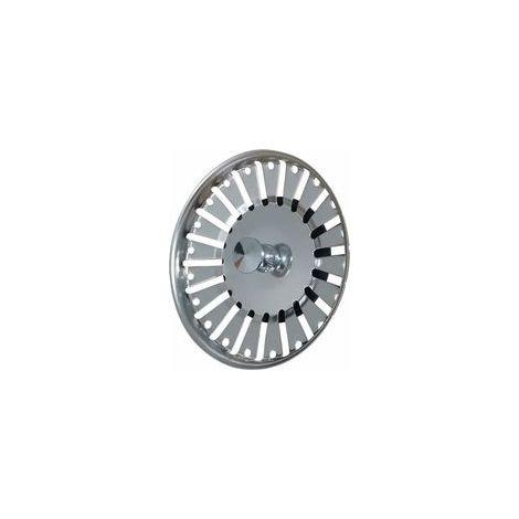 Crépine d'évier en acier inoxydable diamètre 84 mm, bouchon de vidange double fonction, argent – (1/4)