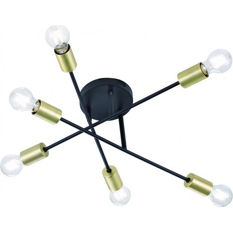 Deckenleuchte im minimalistischen Design mit 6 verstellbaren Lichtern, Trio-Beleuchtung in Schwarz und Gold (1/5)