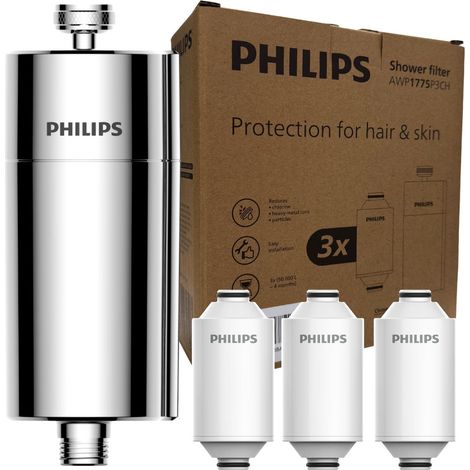 Filtro de ducha Philips AWP1775P3CH/10 plateado + 3 cartuchos (1/5)