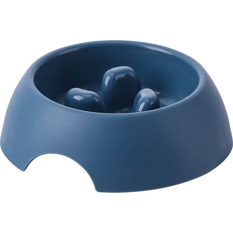 Gamelle Anti Glouton pour Chien Chat, Gamelle Alimentation Antiderapante Qui Favorise Une Prise de Nourriture Plus Lente, Bol Mélamine Interactive Anti Ballonnements- M-Blue-