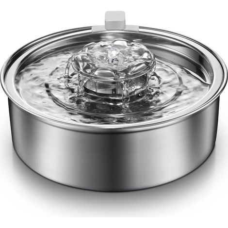 Fontaine à eau pour chats et chiens en acier inoxydable 2L, triple filtration, pompe silencieuse (1/5)