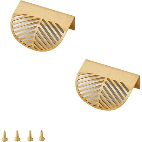 Poignée de porte de cuisine en alliage de zinc, finition feuille d'or (2 pièces), poignées de tiroir en cuivre, pour meubles et placards, couleur or, (1/5)