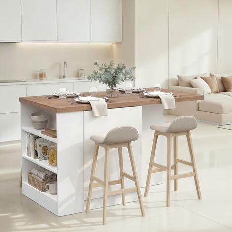 Isla de Cocina Migabato, Mueble Despensa un Estante, 2 Compartimentos Made in Italy, Una Puerta, 160x80x90h cm Blanco Brillante (1/5)