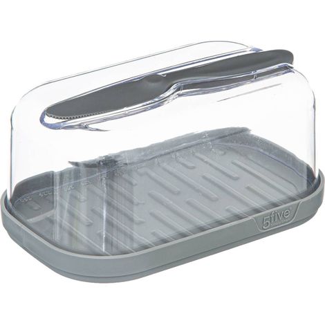 Burriera in plastica grigia Fresh Eat con coltello (1/5)