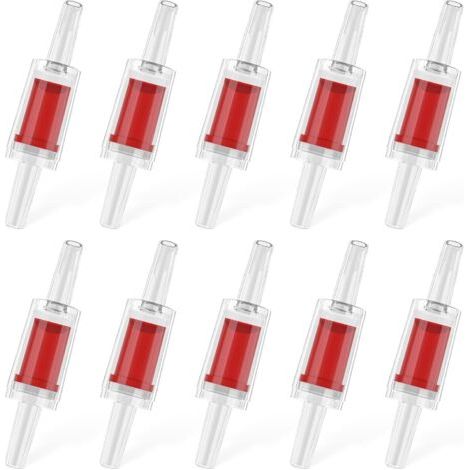 10 pièces Clapets Anti-Retour pour Aquarium pour Pompes à air courantes - Clapets unidirectionnels en Plastique Rouge pour Tubes Standard de 4-6 mm - Accessoires pour Aquariums