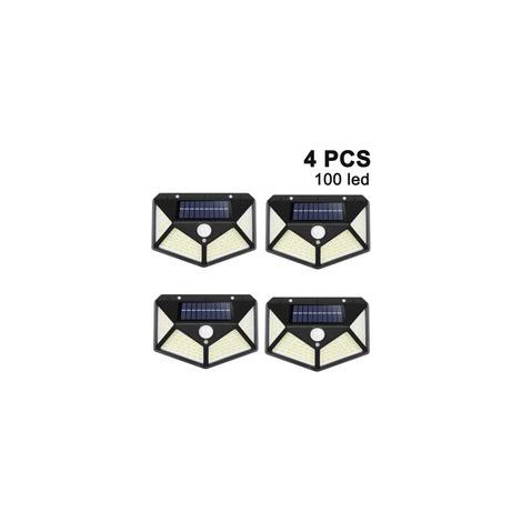 Solar-Außenleuchten, 【270° 4-seitige Beleuchtung - 2200 mAh】 100 LED wasserdichte Solar-Wandleuchte mit Bewegungssensor für Garten und Hof - 【4er-Pack】-Crezuo