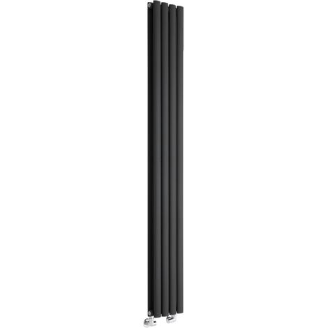 Hudson Reed Vitality – Radiateur Design Vertical – Noir – 178 x 23.6cm Double Rang