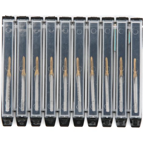 Lot de 10 forets taraudeurs HSS revêtus titane, filetage métrique JIS M1.8x0.35 H2 pour réparation de vélos et machines (1/5)
