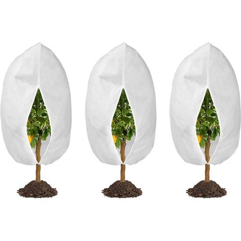 Lot de 3 protections contre le froid pour plantes avec cordon et fermeture éclair Protection pour plantes réutilisable 60x80 cm (1/5)