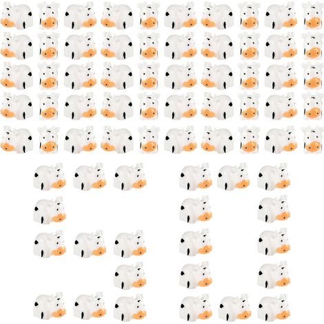 Lot de 50 mini figurines de vache en résine - Animaux miniatures mignons - Figurines d'animaux miniatures en mousse - Paysage de jardin - Accessoires pour intérieur et extérieur