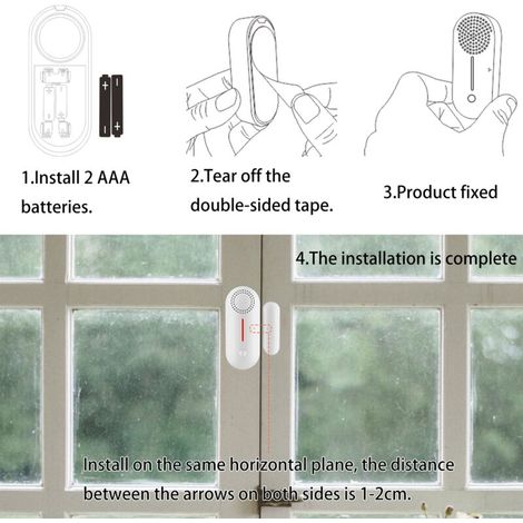 Jeffergarden Alarme Porte Fenêtre Sécurité Maison Sans Fil - Capteur Magnétique Antivol avec Son et Lumière, Contrôle Vocal WiFi Intelligent pour APP Tuya, Installation Facile (1/5)