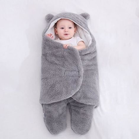 Universelle Sac de Couchage Bébé Hiver Couverture Emmaillotage Bébé Produits pour bébés longueur 78cm 3-6 mois Gris (1/2)