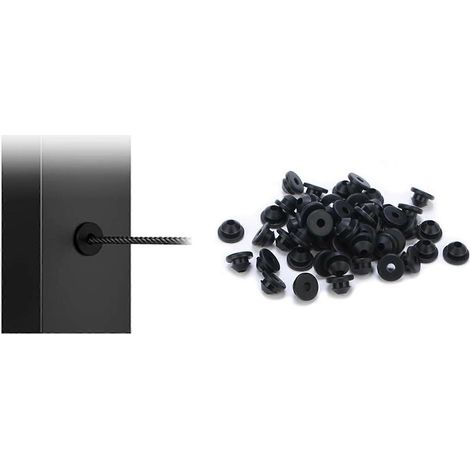 Accessoires pour garde-corps de câbles en acier inoxydable 400 : rondelles de protection, patins en caoutchouc noir, 229,63 g (1/5)