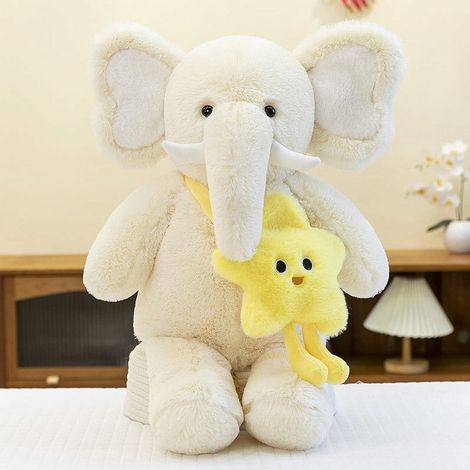 Coussin Peluche Éléphant - 40 cm - Motif Étoiles - Pour Décoration Intérieure et Câlin - Idéal Enfant - 1 Pièce (1/2)