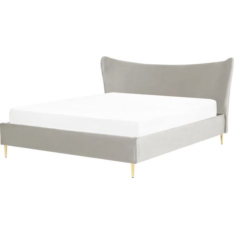 Bed Velvet CHALEIX 180 x 200 cm (EU Super King) Light Grey