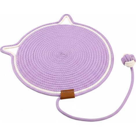 Kratzmatte für Katzen, Kratzkissen aus natürlichem Baumwollseil, runde und horizontale Kratzmatte (40 cm) für Wohnungskatzen, Schutz für Katzenmöbel wie Wände, Sofas, Teppiche und Sessel. (1/5)