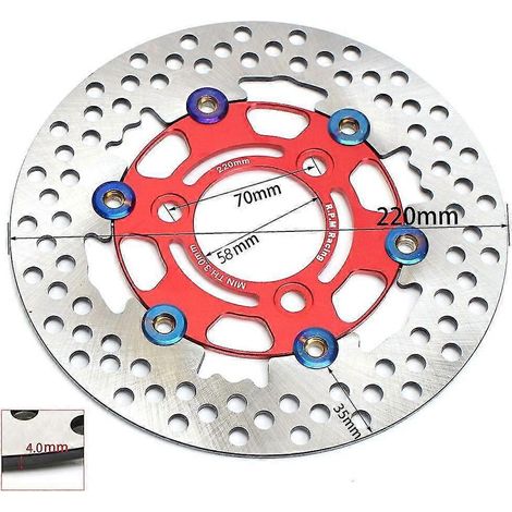 Disque de frein à étrier 220 mm, 3 trous, montage radial 84 mm, 4 pistons, universel pour pitbike, moto de route, Honda, Yamaha - Rouge (1/5)
