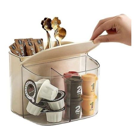 Support de rangement pour sachets de thé, capsules de café, sucre, boîte à thé, boîte à thé, étagère à thé pour comptoir d'armoire, comptoir (blanc) (1/4)