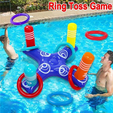 Jeu de lancer d'anneaux gonflables pour la piscine, une activité récréative amusante pour toute la famille.-AquaForge (1/5)