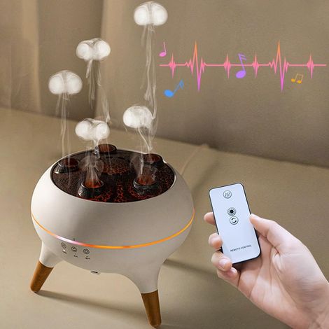 Jellyfish - Diffusore umidificatore per camera da letto, umidificatore a nebbia fredda con rumore bianco per la casa dei bambini, 250 ml simula un diffusore di oli essenziali a forma di vulcano, LED a