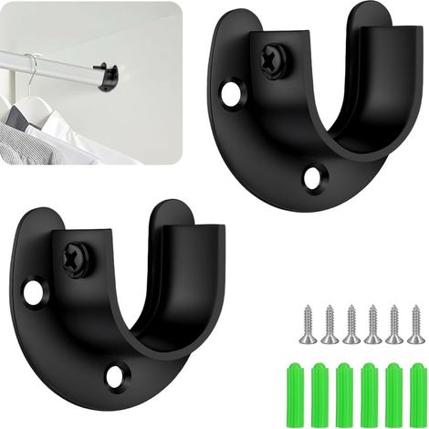 2PCS Support Tringle, Acier Inoxydable, Forme U, Fixation 3 Trous, Pour Tube Rond 25mm, Placard Salle De Bain