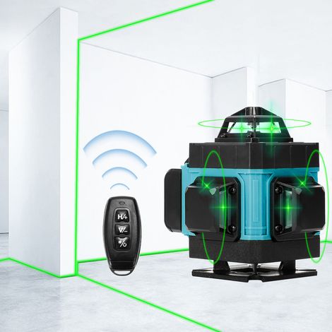 16 Lines Laser Level, 4x360° 4D Green Beam Cross Line Laser Level Self Leveling Tool with 2 Rechargeable Batteries, 360° Horizontal and Vertical Line with Wall Bracket/Remote Controller (1/5)