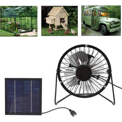 Ventilateur USB Mini avec Panneau Photovoltaïque 5V 2.5W - Système de Ventilation Portable sans Batterie pour Serres, Habitations, RVs (1/5)