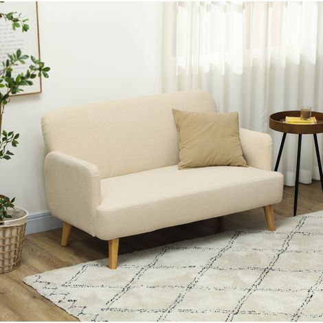 MEUBLIV Divano 2 posti 130 x 74 x 79 cm bianco con braccioli in velluto (1/5)