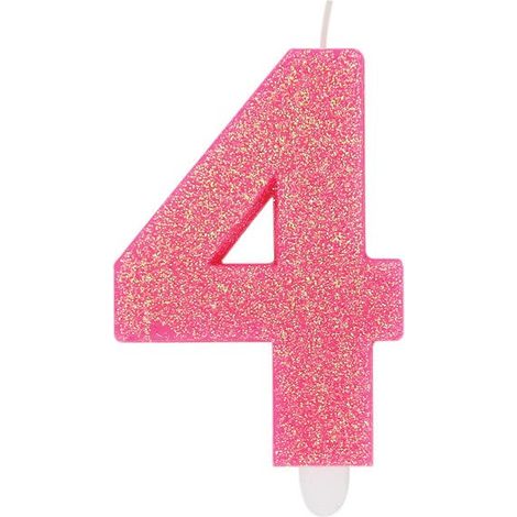 Big Party Candelina Numero 4 Cera Sweety Fuxia Glitter