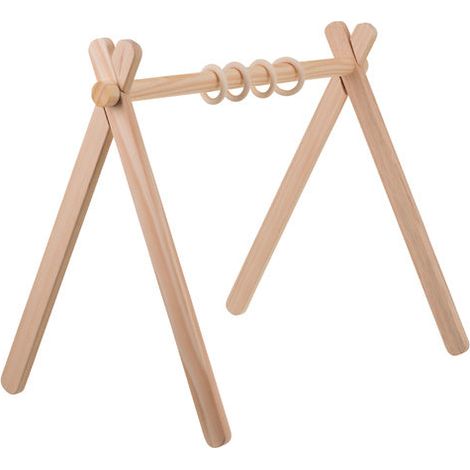 Portique d'éveil en bois avec 4 anneaux de suspension, 64 x 43 x 52 cm (1/5)