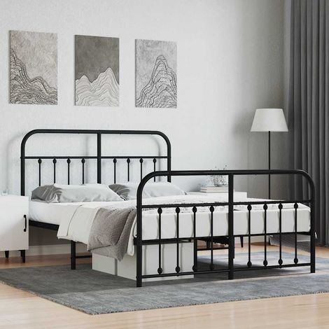 Estructura cama sin colchón con estribo metal negro 140x200 cm (1/5)