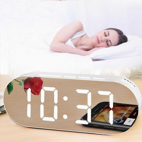 Réveil électronique numérique avec miroir, minuteur de cuisine, double port USB, écran LCD, compte à rebours, outil idéal pour la cuisine (1/4)