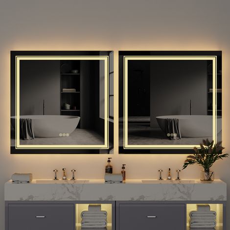 LUVODI Square 800 x 800mm Illuminated LED Bathroom Mirror Touch Sensor + Demister