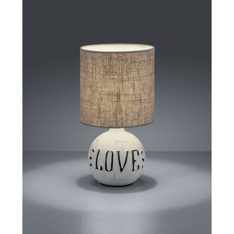 Esna Sobremesa Cerámica "LOVE" Y Pantalla Cappuccino Ø16 cm Trio Lighting
