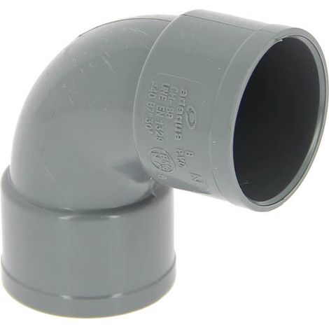 Adequa – Coude de raccordement PVC femelle-femelle 87°30 Ø40 – Évacuation eaux usées – Norme UNE-EN 1453 – Résistance au feu Bs1d0