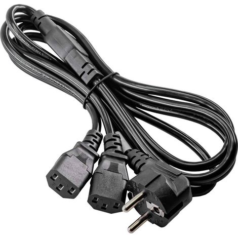 Splitter di alimentazione CEE 7/7 - 2x C13 Akyga AK-PC-04A Cavo a Y a 3 pin da 1,8 m