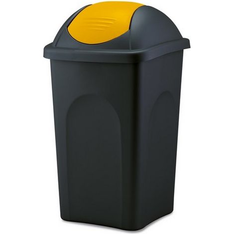 1PZ PATTUMIERA BASCULANTE MULTIPAT Lt. 60 - cm. 39x39x68 h col. Nero/Giallo