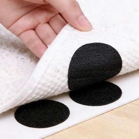 Bandes auto-agrippantes rondes auto-agrippantes pour tapis, bandes adhésives réutilisables pour draps de lit, tapis, rideaux, organisation de la maison (1/5)