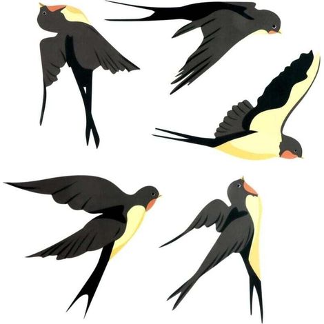 Stickers Anti Collision Oiseaux, Avec Motif Hirondelle, Sticker pour Vitre, Permet d’ éviter Que Les Oiseaux Ne Se Cognent dans Vos Fenêtres, Porte en Verre de Protection (1/4)