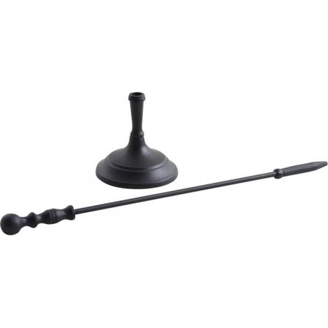 Tisonnier en métal noir avec support 62cm (1/3)