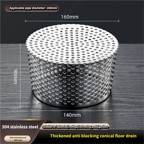 Filtre à flux descendant 160mm, bouchon d'étanchéité, couvercle de ventilation, bouchon de tuyau d'échappement conique en acier inoxydable (1/5)