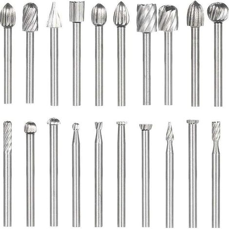 20PCS HSS Coupe Rotative Bavure Fraises Rotatives Fraisage Burr Cutter Outils Bois Pierre Métal Sculpture (1/3)